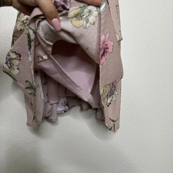 Sadie & Sage Pink Floral Print Sleeveless V Neck Preppy Spring Wrap Dress Medium - Picture 7 of 9